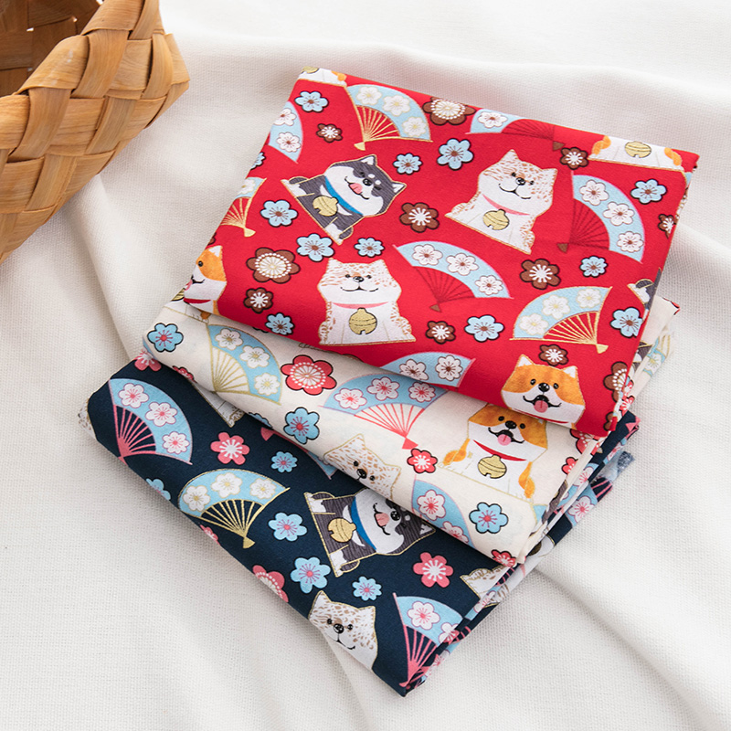 Tecido para cães de algodão shiba inu impressão tecido para costura vestido e sacos diy material caseiro vários tamanhos S33-TJ1027