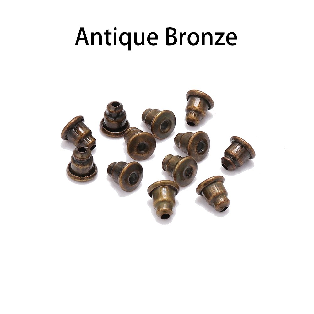 Size 5*6mm 50-200pcs/lot Gold Metal Caps Earring Studs Stopper Bullet Earring Back Plugging Blocked For Diy Jewelry Making: Antique Bronze200Pcs