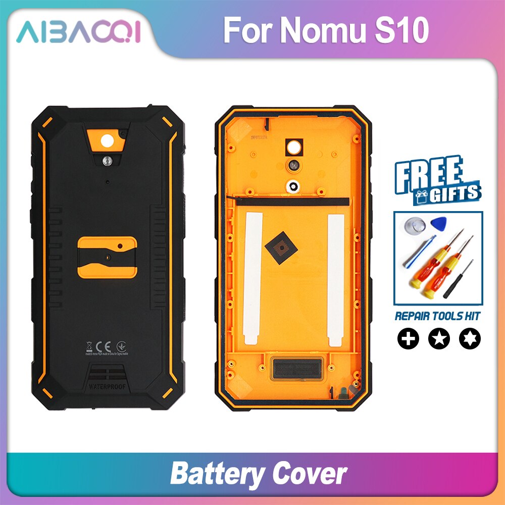 Original Nomu S10 Battery Case Protective Battery Case Back Cover + Black Dust Plug For Nomu S10 Phone: Orange square hole