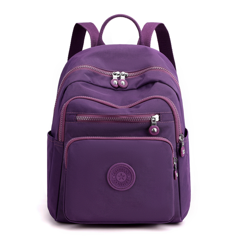 Travel Nylon Women Backpack Casual Waterproof Youth Lady School Bag Female Daypack Women's Shoulder Bags Rucksack Mochilas: PURPLE