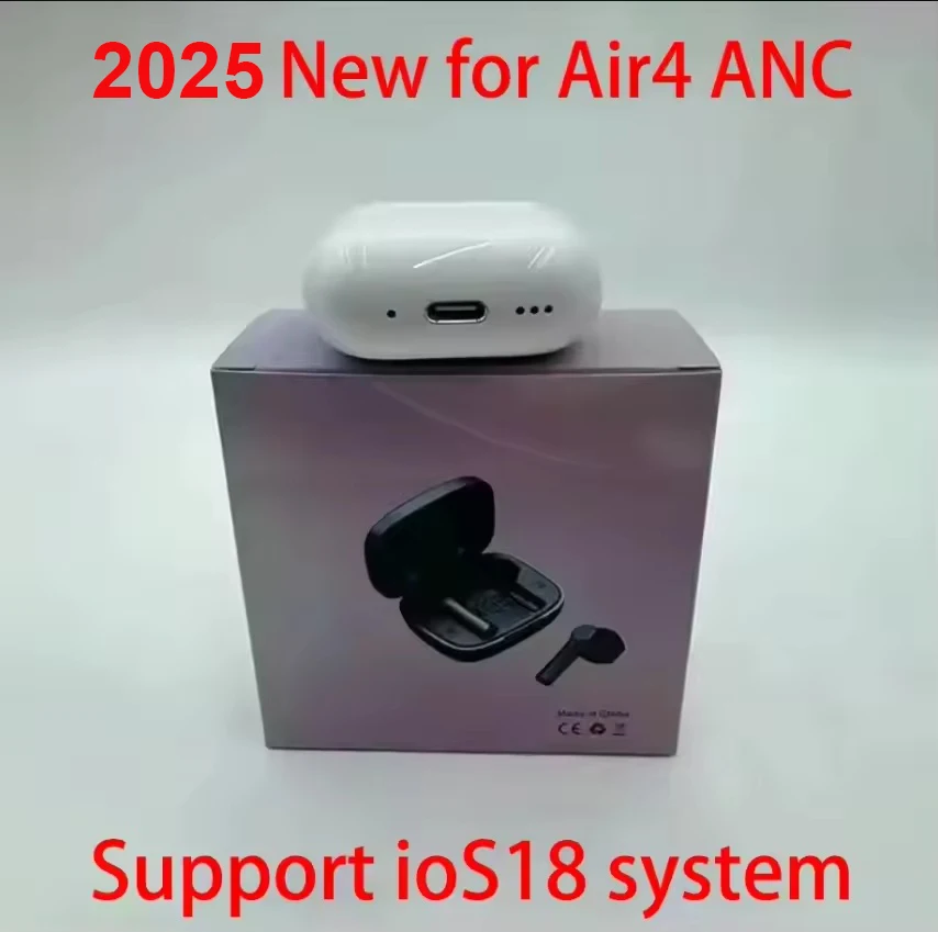 2025 iOS 18 ANC Air4 draadloze Bluetooth-hoofdtelefoon met actieve ruisonderdrukking USB C Type Stereo Sport TWS-oortelefoon