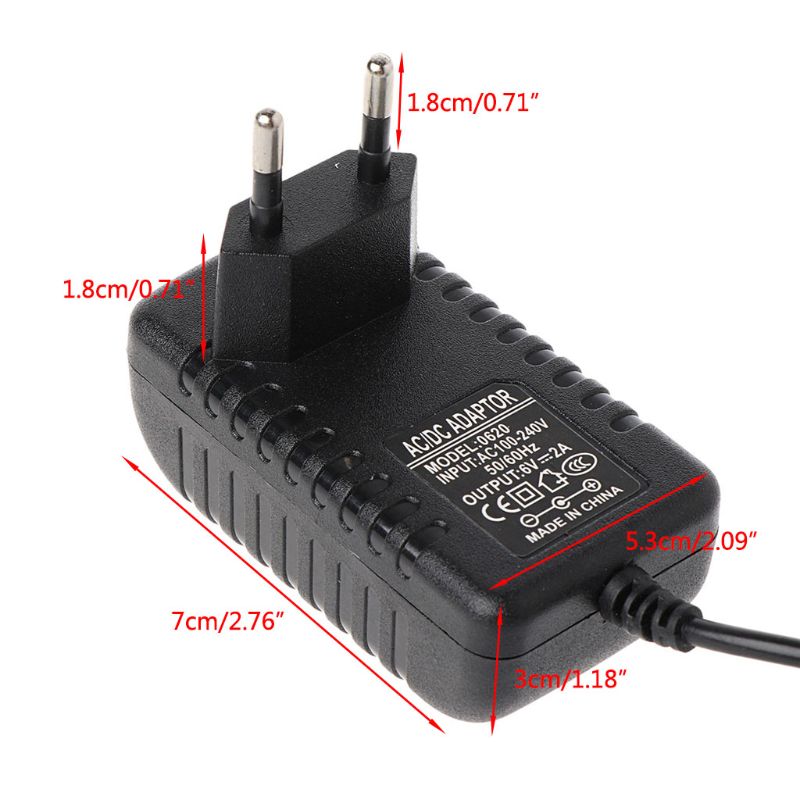 Converter 100-240V Naar Dc 6V 2A Voeding Adapter Oplader Eu Plug Black 270B