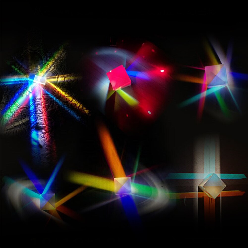 Regenboog Prisma Optische Glas Zes-Zijdige Helder Licht Combineren Cube Natuurkunde Onderwijs Gebroken Licht Spectrum Experiment Instrument