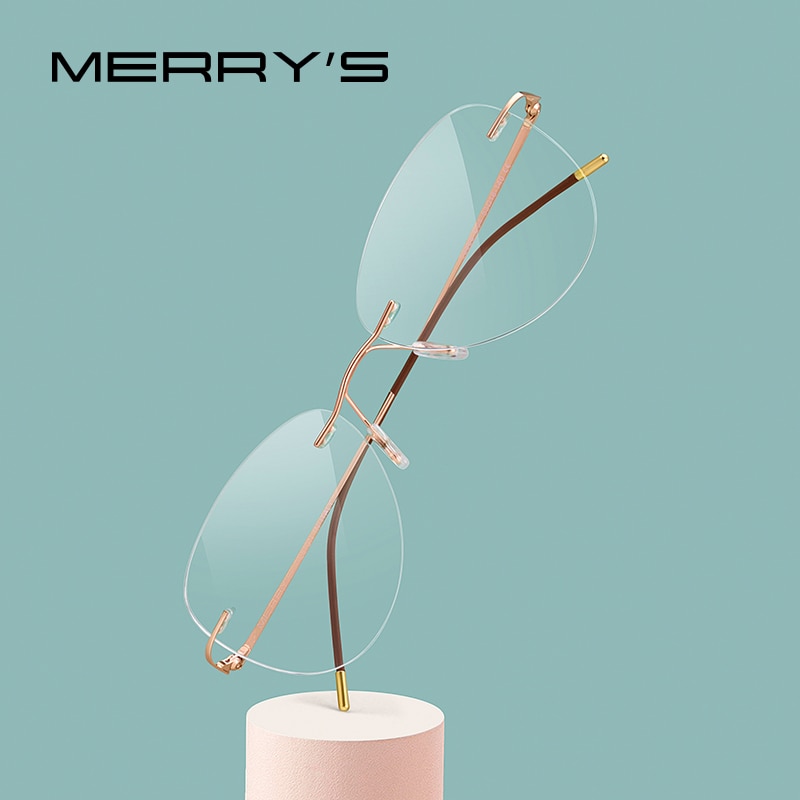 Merrys naiset titaaniseoksesta reunattomat naisten kehykset ultrakevyet kehyksettömät optiset kehykset silmälasit  s2888