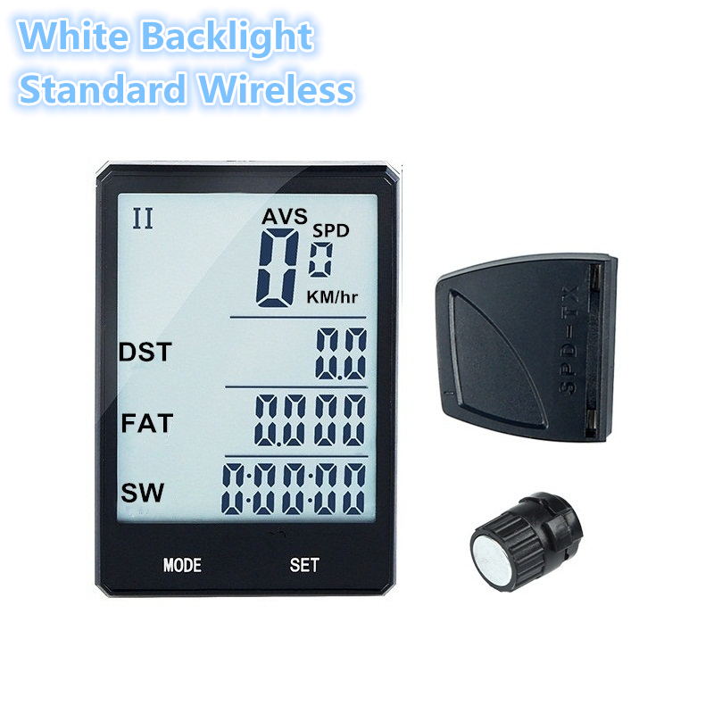 INBIKE Mountain Fiets Computer 2.8 Inch Groot Scherm Fiets Digitale Snelheidsmeter Waterdichte Draadloze Fietsen Meetbare Stopwatch: White Wireless