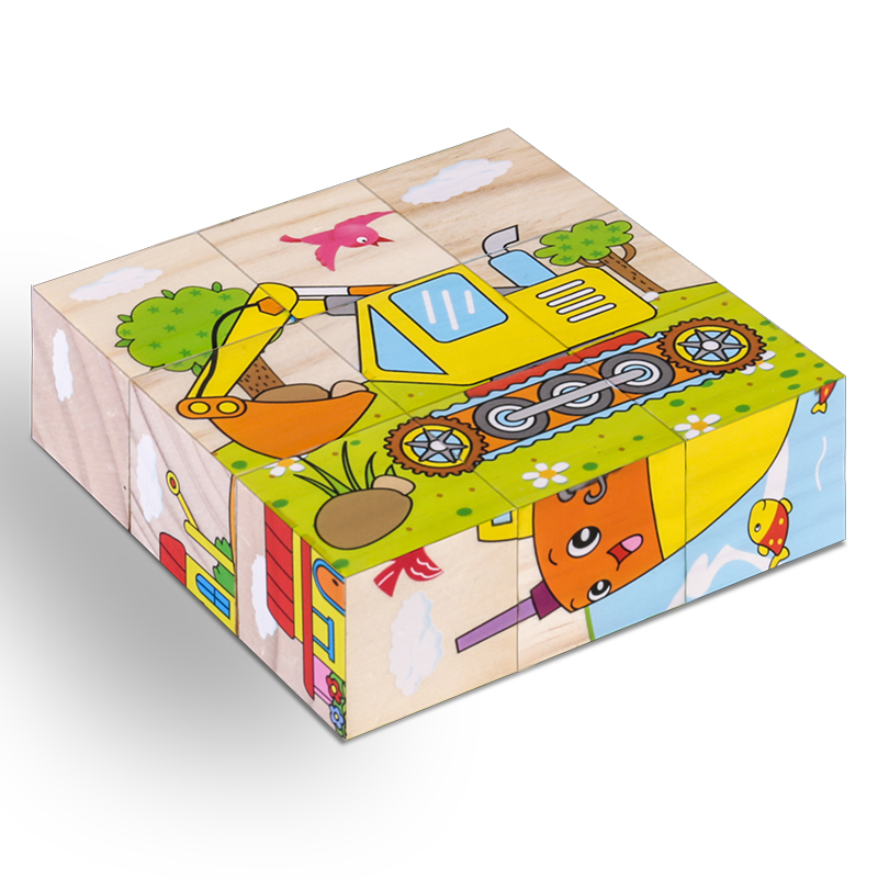 High Grade Six-face Picture Wooden Jigsaw 3D Puzzle Toys Children's Early Educational Toy Cube Jigsaw Puzzle Baby Kids