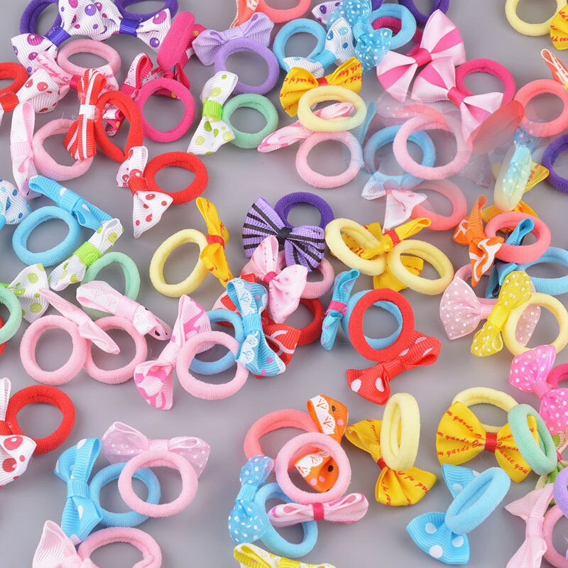 10 sztuk łuki gumka robić włosów piękny elastyczny gumowy sznur kropki nakrycia głowy dla dziewczynek śliczne opaska robić włosów kucyk ozdoby akcesoria dla dzieci