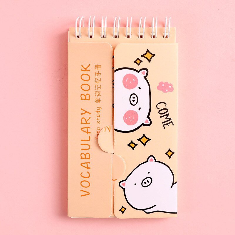 Cute little fresh word book portable portable coil book cartoon notebook study manual this kawaii supplies: Pink