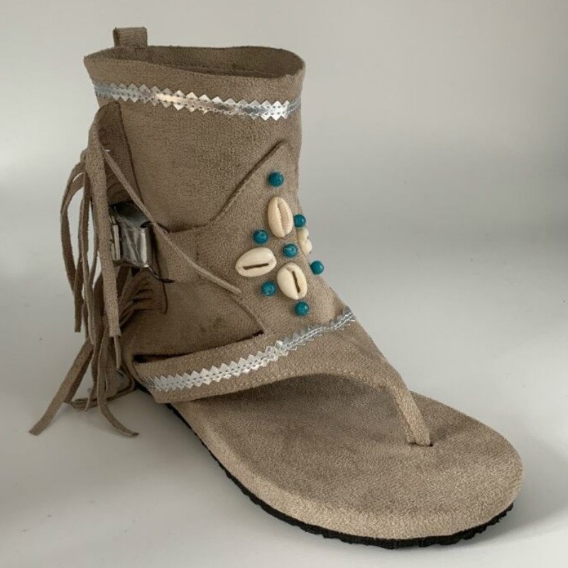 BLWBYL Retro Women Fringe Flower Wedges Shoes Solid Flock Beach Casual Sandals Women Summer Flip Flop Sandals