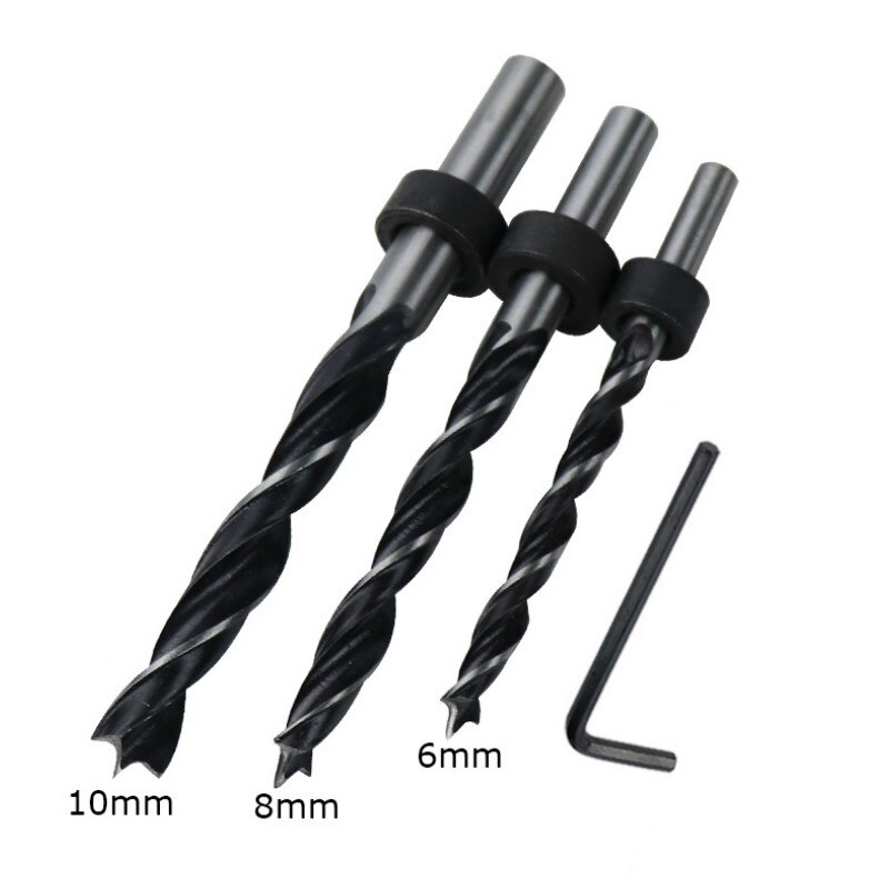 Vertikal lomme hull jig 6/8/10mm trebearbeiding dowelling selvsentrerende drill guide kit tre boring locator hull puncher: Boresett
