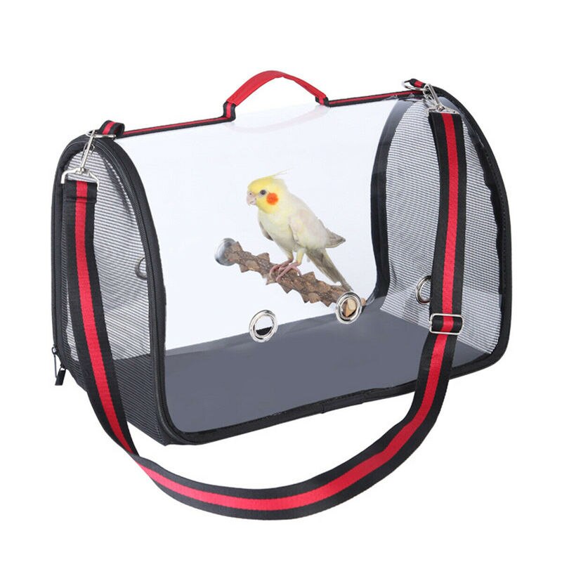 Udendørs rejsetransport papegøje, der bærer bur bærbare fuglebærere tilbehør pvc gennemsigtig åndbar fugl kanariefarvetaske