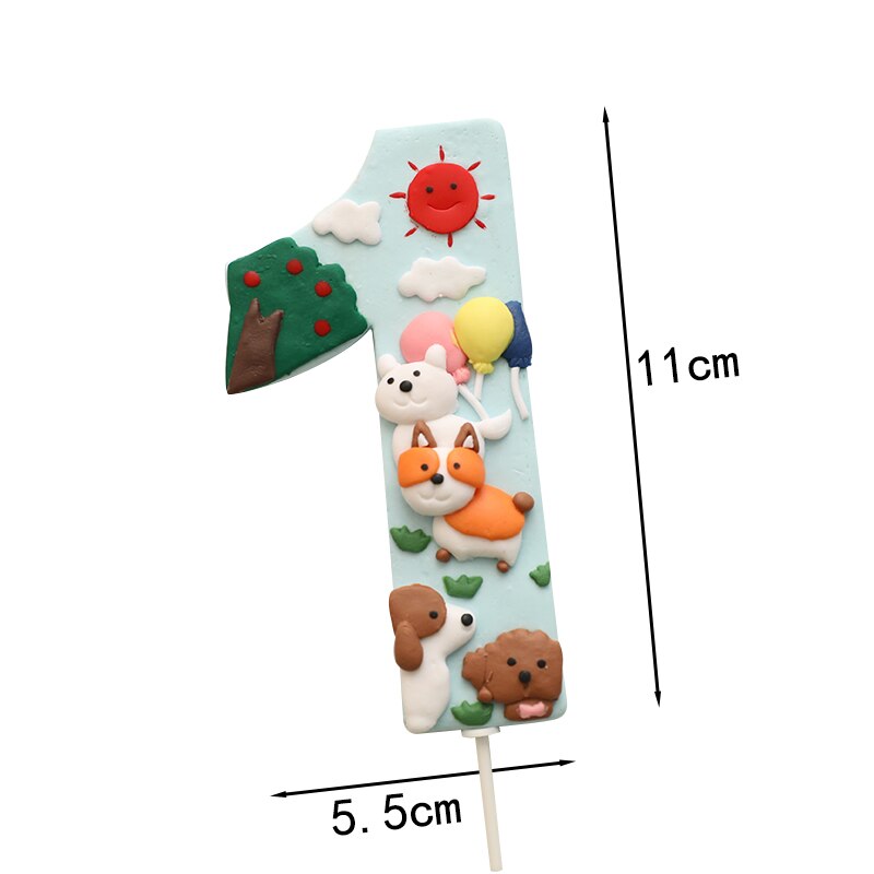 Akrylowa dekoracja na tort urodzinowy Topper pies rasy Husky flagi korona gwiazdy dekoracja piękny kreskówka szczeniak dla dziecka Kid Party ciasta prezenty: 12 soft clay