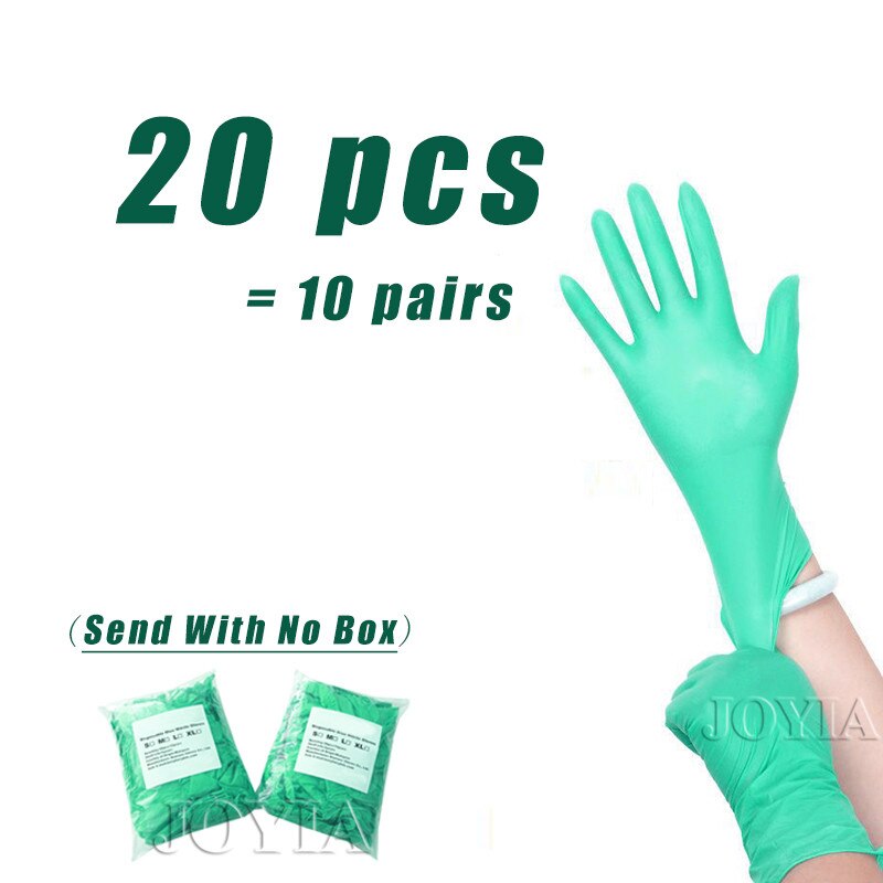 Green Disposable Gloves 100 20 50 Pcs Synthetic Nitrile Gloves Small Large Man Woman Home Work Safety S M L Latex Powder Free: 20 pcs / S