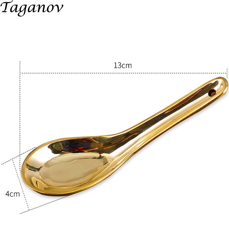 chinese 5 inch pure copper round soup spoons kids Rice porridge metal multifunction tableware Household Healthful spoon