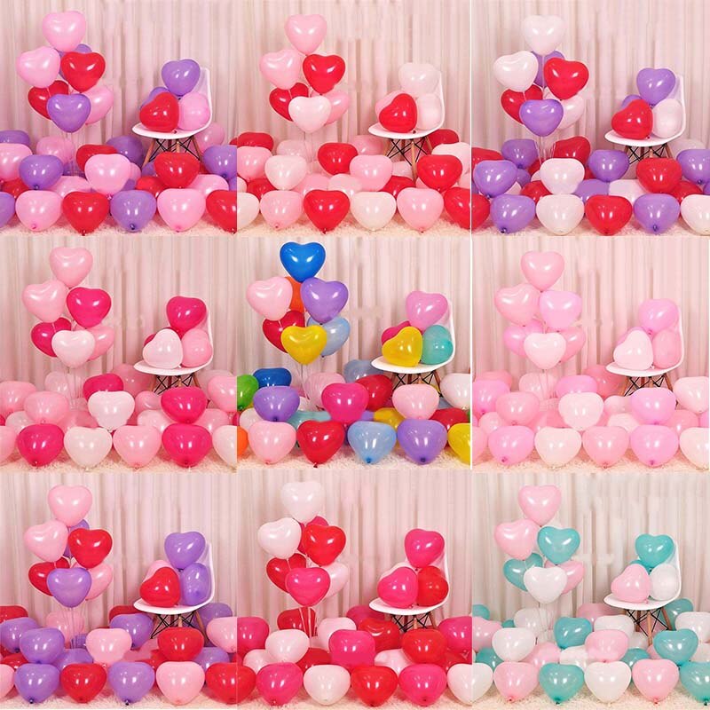 100 stk romantiske hjerteformede balloner bryllupsfest romantisk baloon fødselsdagsdekoration