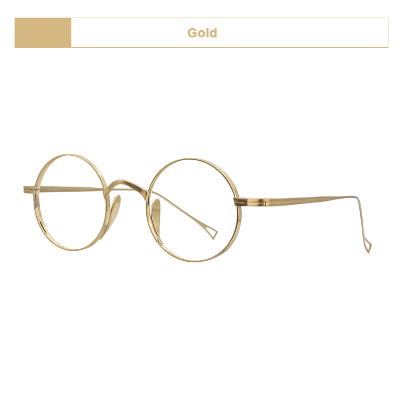 Montatura per occhiali rotondi in puro titanio stile coreano da uomo occhiali da vista ultraleggeri fatti a mano montature per occhiali di design di lusso: Cachi