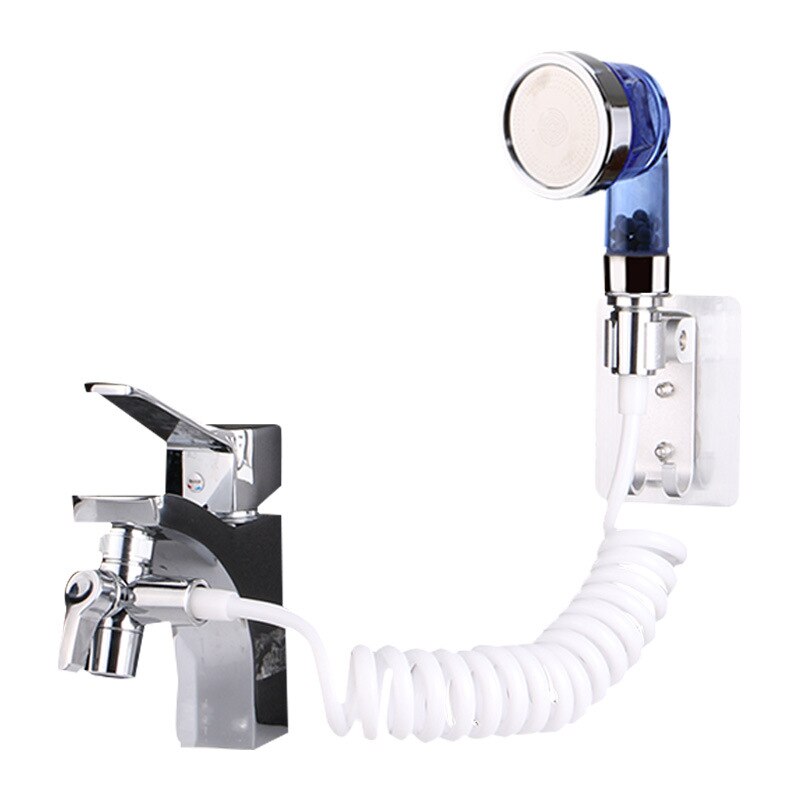 Faucet shower set. Connected to shampoo basin single cut valve water separator: Default Title