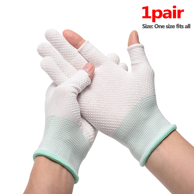 Guantes sin dedos, manoplas de trabajo de nailon antideslizantes para pantalla deslizante, guantes deportivos para conducir en bicicleta al aire libre, hombres y mujeres, blanco y negro: Azul