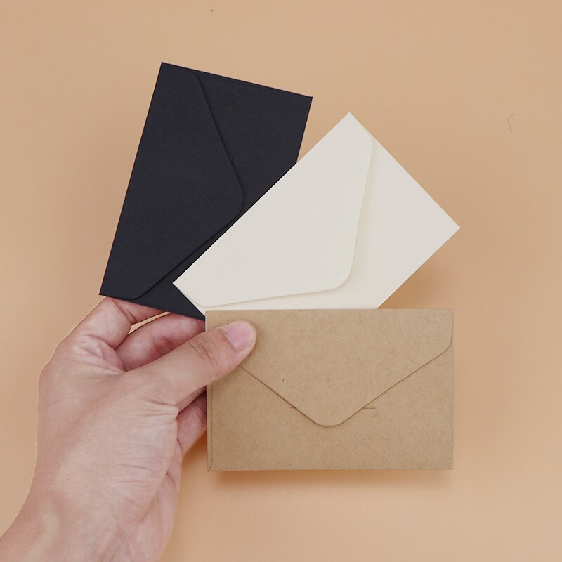 Sobre de clásico blanco negro Kraft en blanco Mini sobres de ventana de papel, sobre de invitación de cumpleaños de boda 20/40/80 piezas