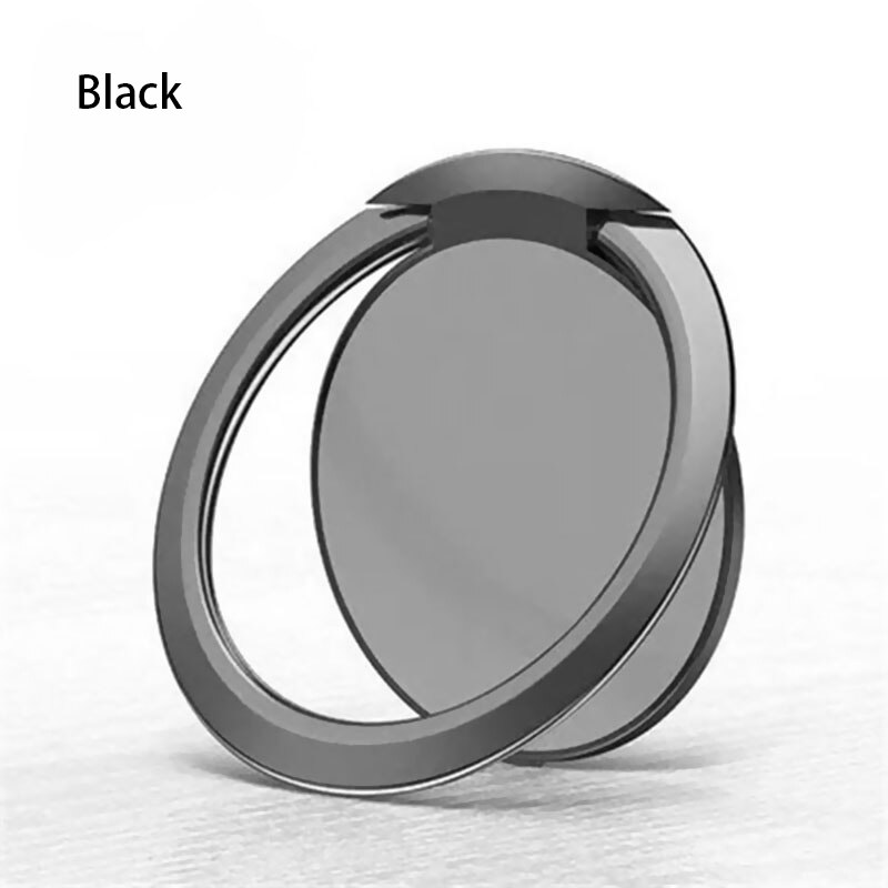 Soporte de anillo de dedo giratorio de 360 grados, agarre para teléfono móvil, montaje magnético para coche, almohadilla de pegatina trasera, soporte universal: Negro
