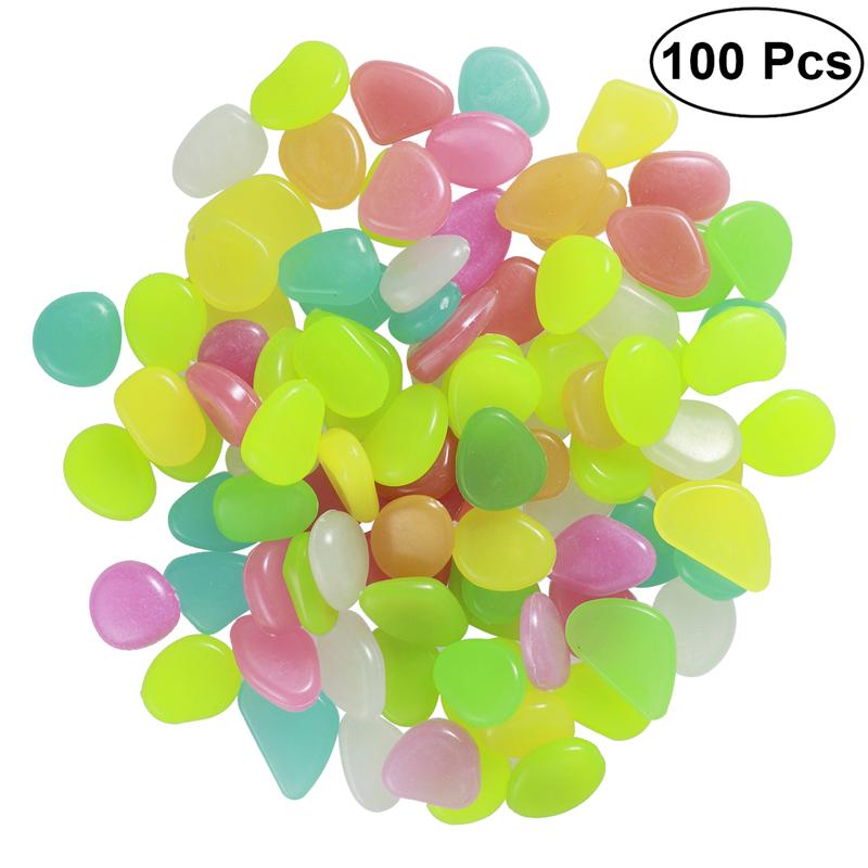 Ounona 100 stuks lichtgevende keien, kiezelstenen, gloeiend in het donker voor aquarium, aquarium, grinddecoraties voor de tuin: Een gemengde kleur