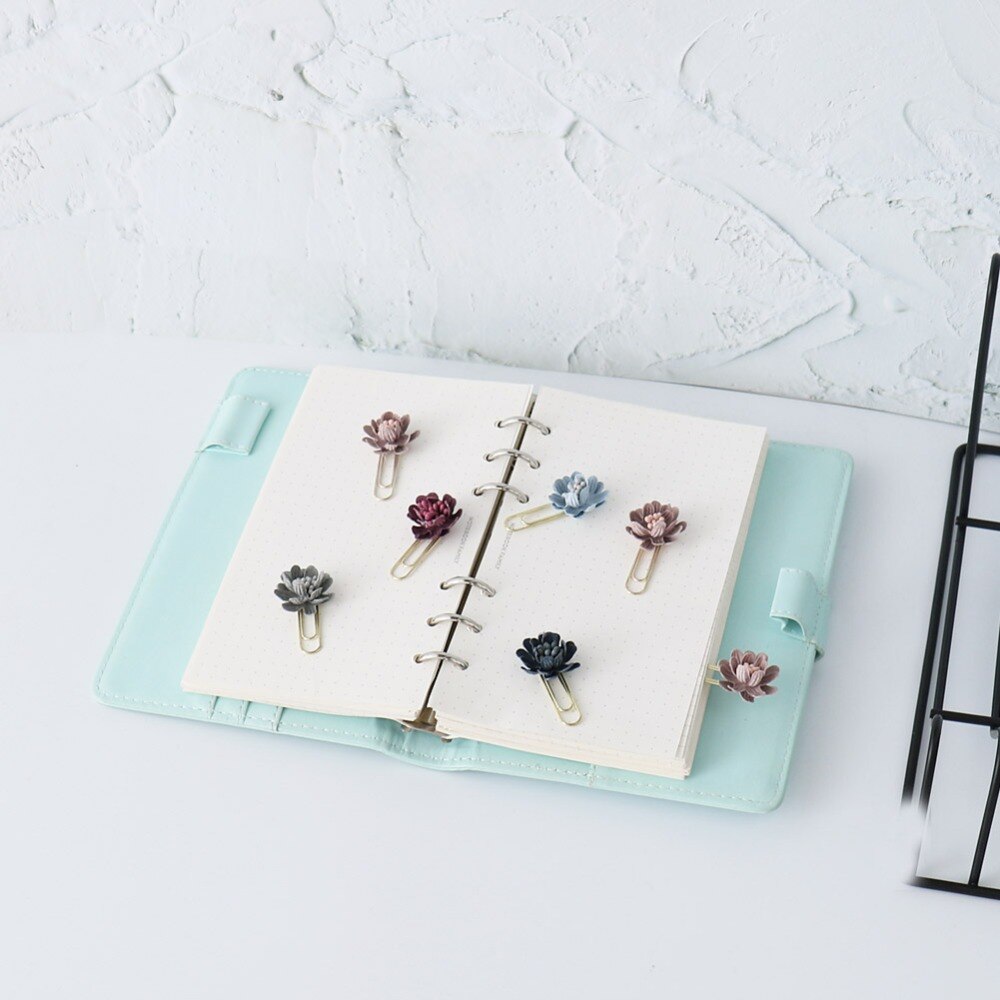 TUTU 6 stks/doos bloem Papier Clips De Papel Notes DIY Bookmark Metalen Bindmiddel Clips Vis Clips Notities Brief Paperclips h0255