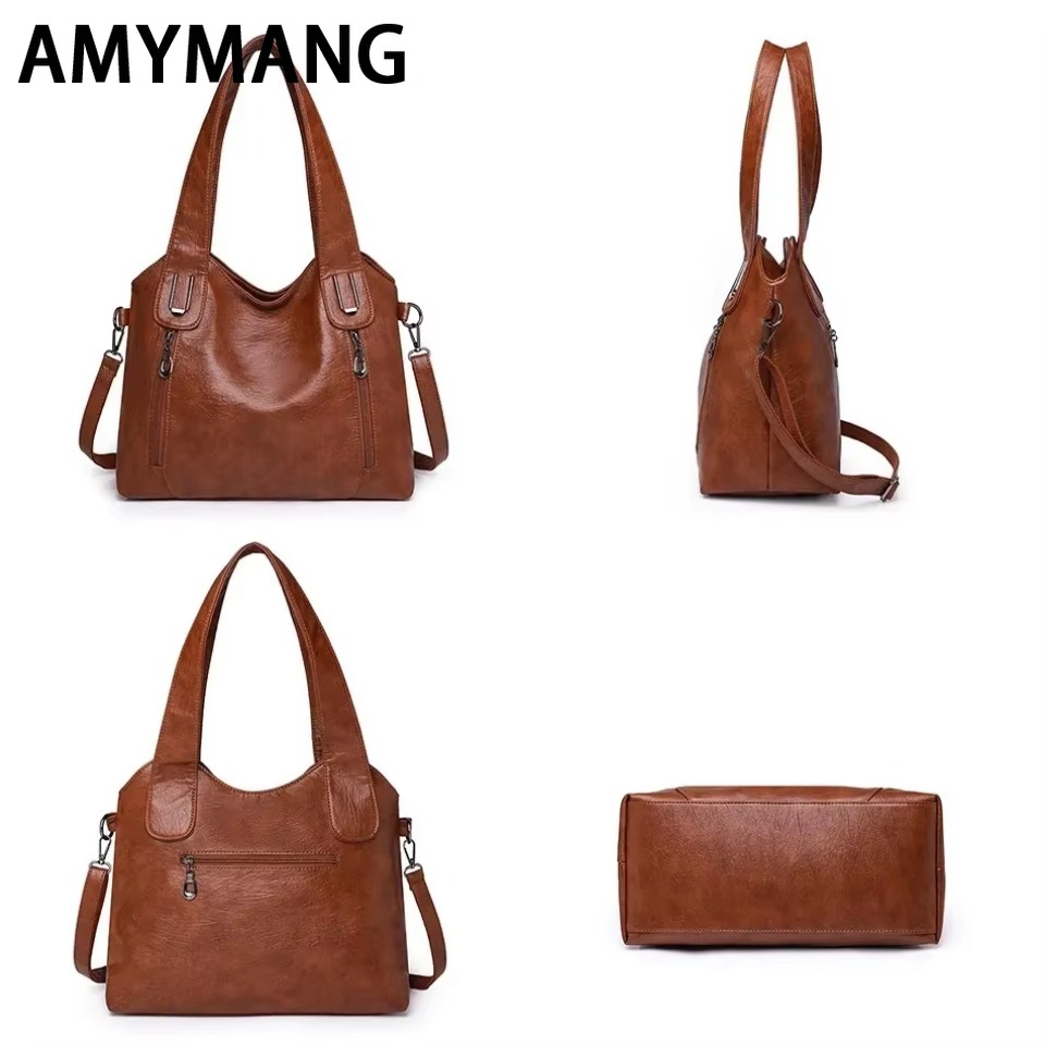 Bolsos de mano de Color sólido a la para mujer, bolso de mano de cuero suave, bolsos cruzados grandes informales para mujer, nuevas bolsas de mensajero de hombro