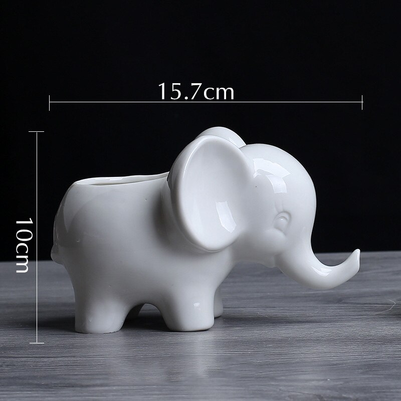 Elephant Plant Cute Elephant Flower Pot Modern White Ceramic Succulent Planter Pots Tiny Flower Plant Containers Animal Decor: white big