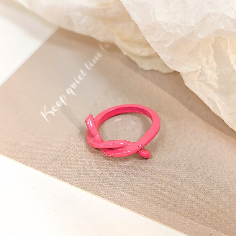 AOMU Neue Korea Stil Einfache Süße Süssigkeit Farbe Acryl Harz verdrehte Ring Unregelmäßige Geometrische Offene Ringe für Frauen: C 1stck