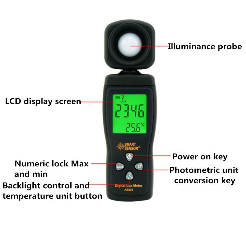 Smart Sensor Digital Meter 0 200, 000lux Range Luxmeter Illuminometer Light Meter