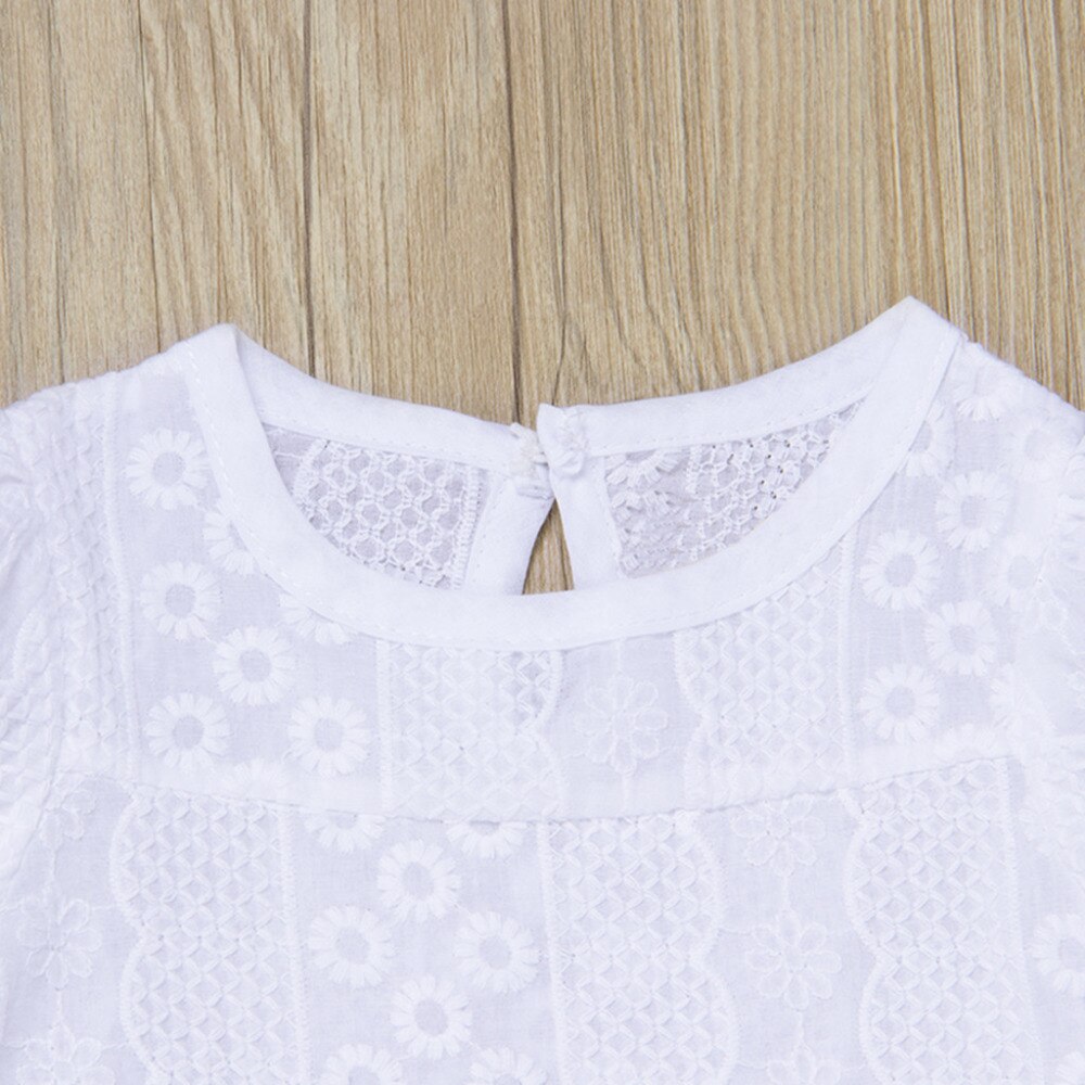 LONSANT toddler girl t shirts short sleeves t shirt first birthday girl clothing Solid Lace Midriff T-Shirt Tops Clothes