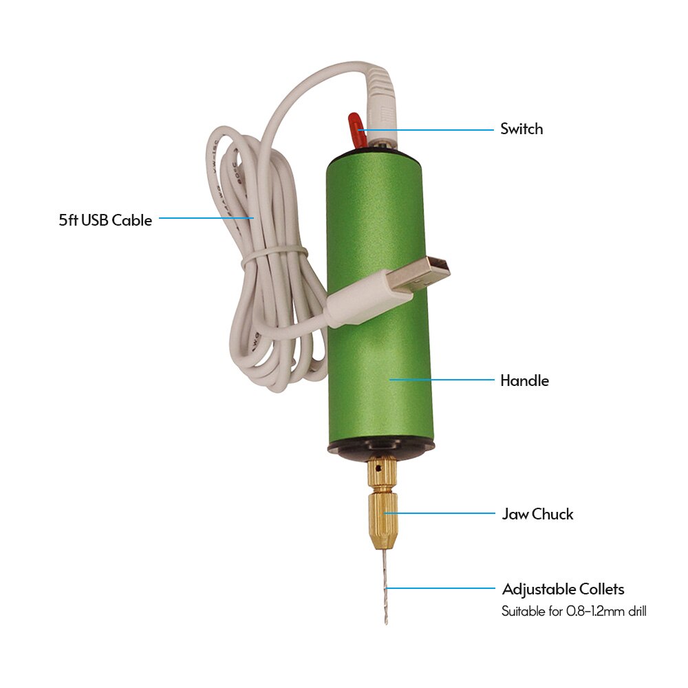 Verstelbare 0.8-1.2Mm Elektrische Mini Boor Met 8Pc Boor 0.8Mm &amp; 1.1Mm Voor Sieraden diy Aluminium Product Hout Sleutelhanger Maken