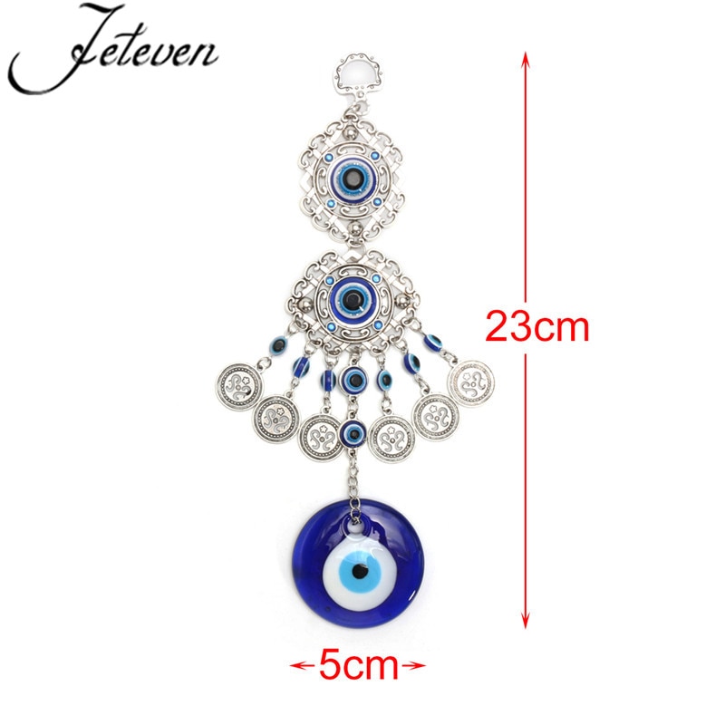 Blue Evil Eye Amulet Hanging Pendants Lucky Trendy Turkish Glass Glaze Charms Car Office Home Decoration Shellhard Jewelry 23cm