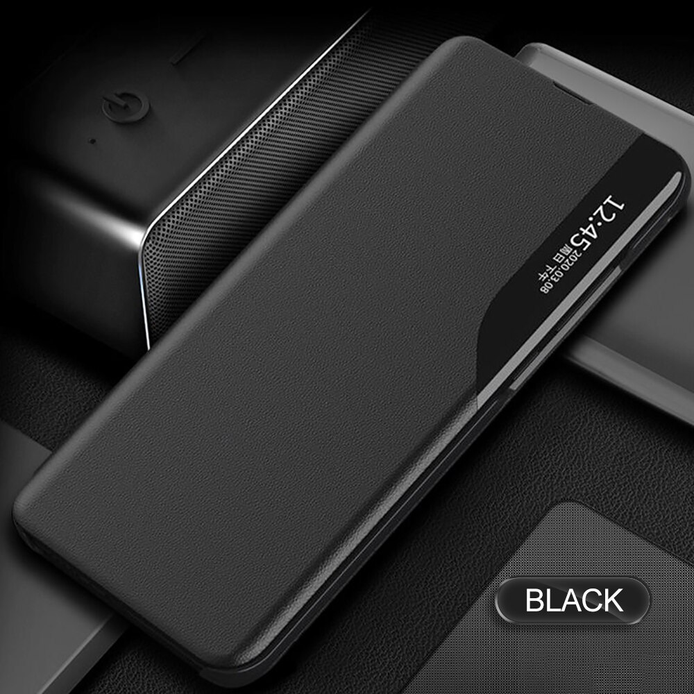 Coque à rabat en cuir pour Samsung Galaxy A22 5G, 6.6 pouces, avec support magnétique, pour fenêtre de vue intelligente, 5G: For Sasmung A22 5G / Black