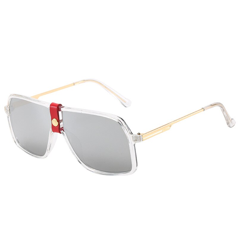 Stijl zonnebril heren en dames boxbrillen veelzijdige grote monturen uv-bestendige zonnebril dames: Zilver