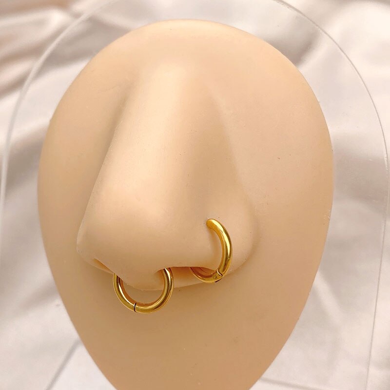 Stainless Steel Hoop Earrings Nose Ring Smooth Small Rounded Dainty Huggies Helix Daith Men Women Piercing Jewelry 18G