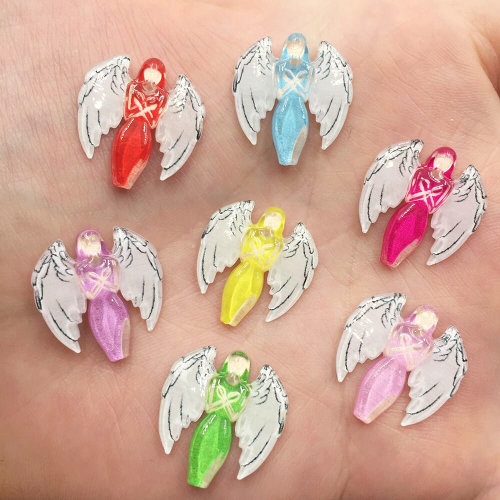 30 stuks mix resin Mooie Kleurrijke angel Flat terug rhinestone applicaties DIY Bruiloft plakboek craft SF517