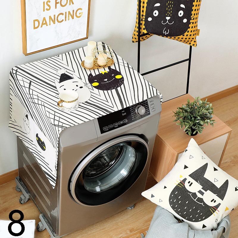 Koelkast Stofkap Met Opbergzakken Wasmachine Koelkast Dik Katoen Linnen Top Cover Bjstore: 8