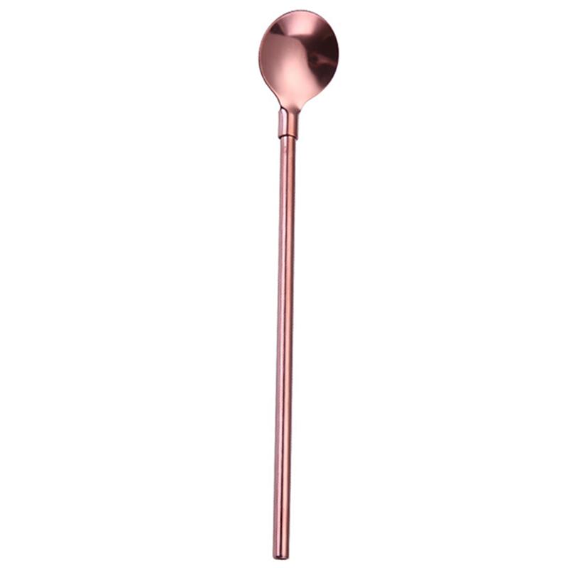 Roestvrij Stalen Lepel Met Lange Steel Ijs Lepel Koffie Lepel Thee Thuis Keuken Servies Lepels Grootte 25 Cm: Rose Gold