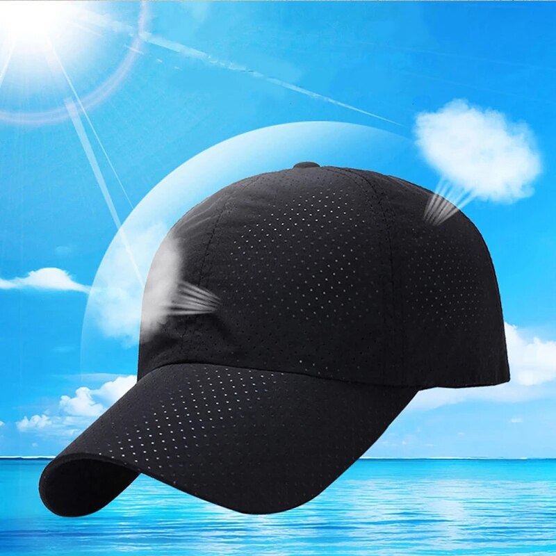 Custom Logo Unisex Solid Thin Mesh Portable Quick Dry Baseball Cap Men Breathable Uv Adjustable Snapback Hat Women Sun Hats