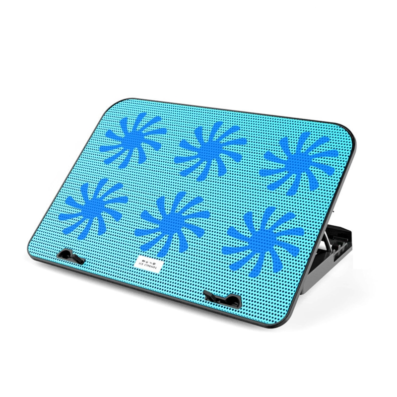 Gaming Laptop Cooler Fan 5 Heights Adjustable Notebook Cooling Base USB Powered with 6 Quiet LED Fans for 11-18inch: Gold