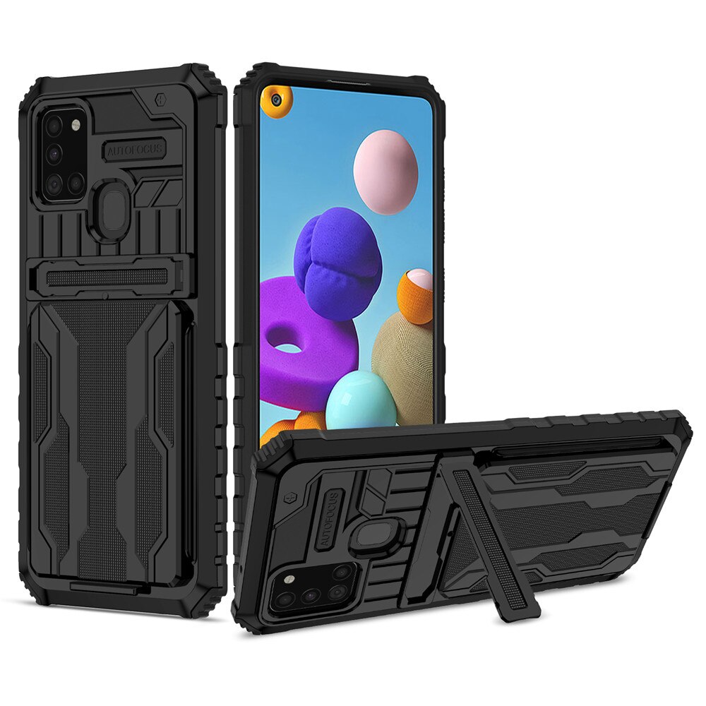 Per Samsung A21S custodia per Samsung Galaxy A21S A 21 S A21 S custodia per supporto integrata custodia per cavalletto porta carte di credito: For Galaxy A21S / Black