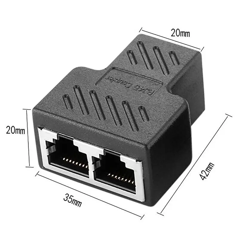 Durable 1 To 2 Ways RJ45 Ethernet LAN Network Splitter Double Adapter Ports for PC Hardware Connection
