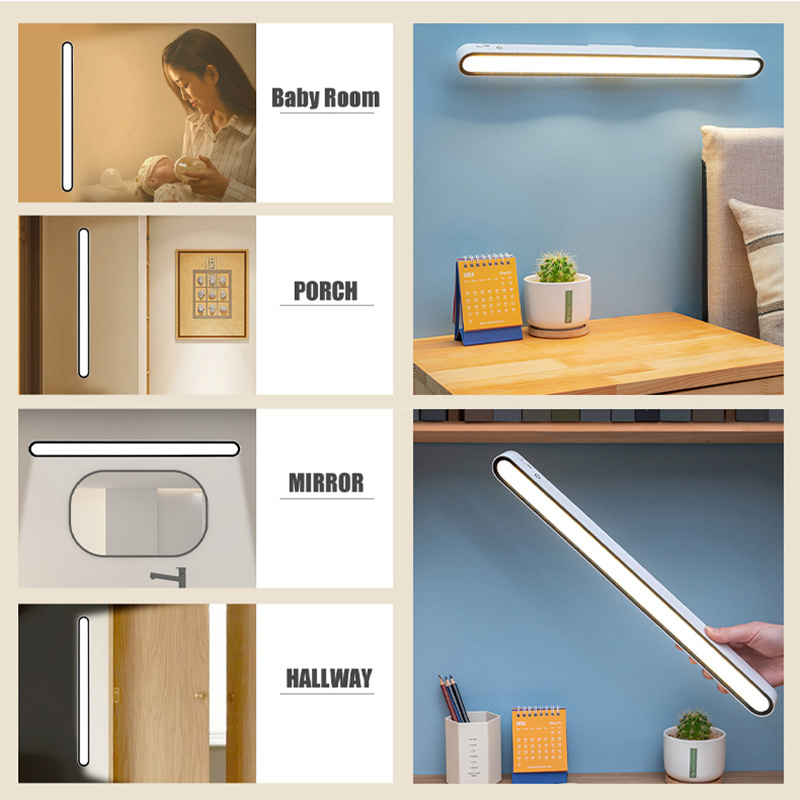 Lâmpada de mesa 48cm pendurado lâmpada de mesa magnética usb ou recarregável led luz de leitura regulável armário cabeceira espelho luz da noite