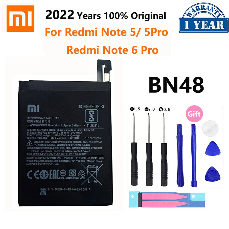 XiaoMi-Batería de repuesto para teléfono Redmi Hongmi Note 3, 3S, 4, 4A, 4X, 5, 5A, 5X, 6, 6, 7, 7A, Go Pro Plus, A2 Lite, BN41, BN31, BM47: BN48Redmi Note6 Pro