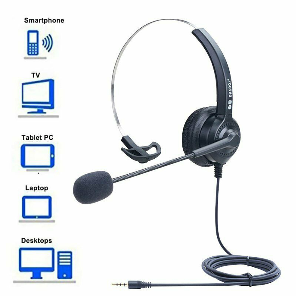 FOSITAN 3.5mm przewodowy zestaw słuchawkowy z mikrofonem z redukcją szumów słuchawki Stereo dla biura/ruchu Call Center/PC Laptop