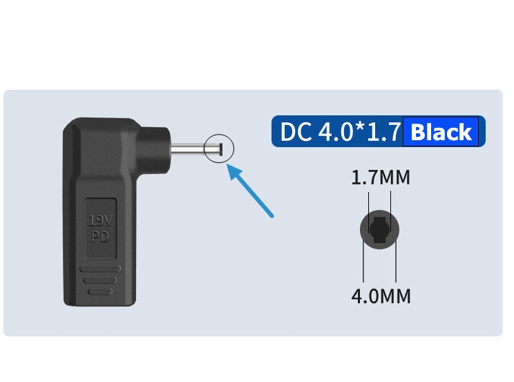 Laptop Power Adapter Connector DC Plug USB Type C Female naar Universele Mannelijke 11*4.5mm voor Lenovo Asus Hp Dell Acer Notebook Charge: Black
