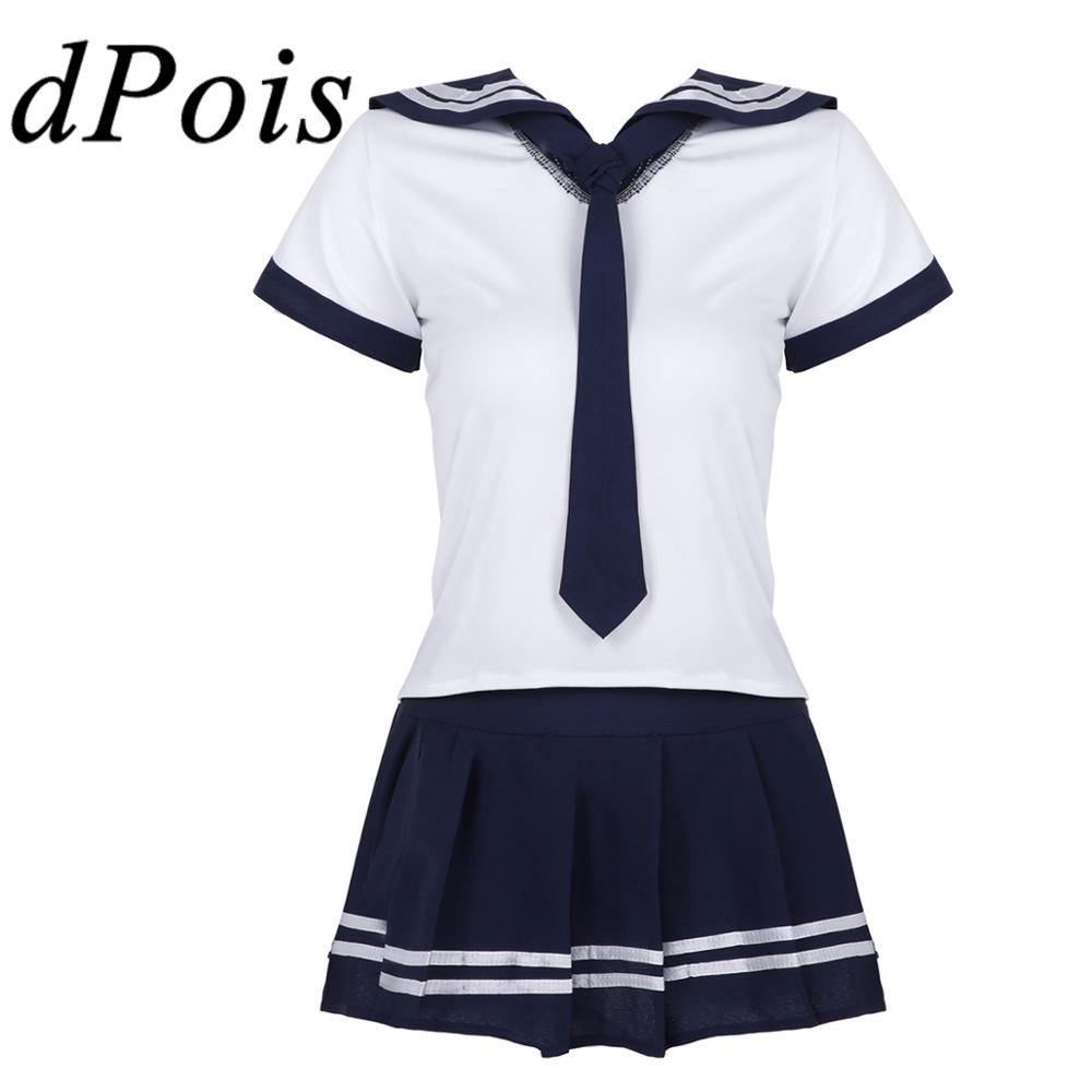 Disfraz de Cosplay para mujeres y adultos de 3 uds., uniforme de marinero, camiseta de manga corta con Falda plisada y corbata