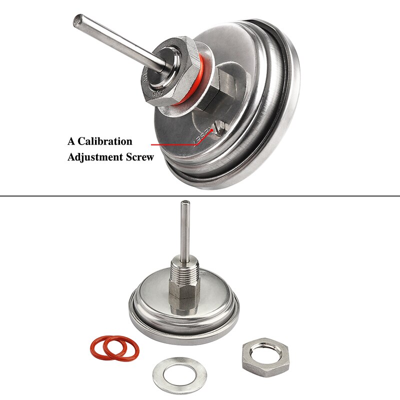 9 "rustfrit stål stamme thermowell kit med 1/2 'npt svejsløst bi-metal termometer, øl gæring hjemmebrygging tilbehør