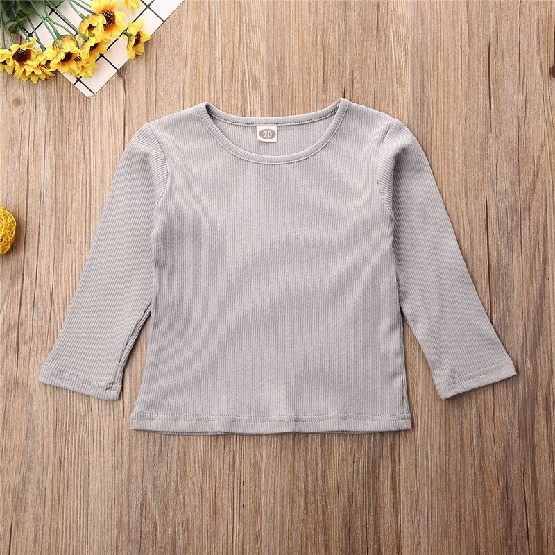 Meisjes lange mouwen kinder gebreid t-shirt onderkant shirts kinderen lente en zomer herfst lange mouwen casual t-shirt